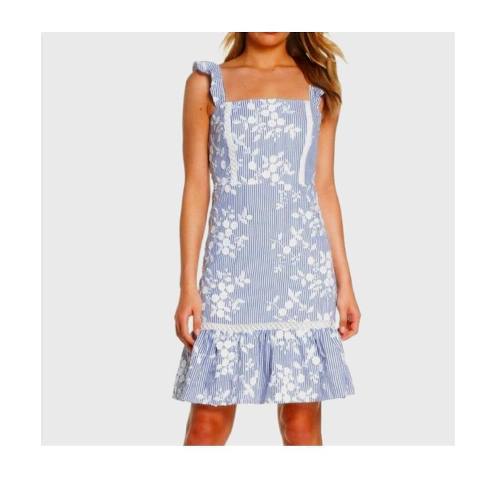 Sam Edelman Embroidered Eyelet Ruffle Sleeve Dress Size 8
